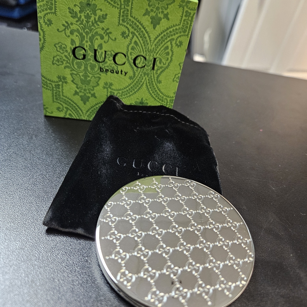 Gucci Silver Patterned Compact Mirror
